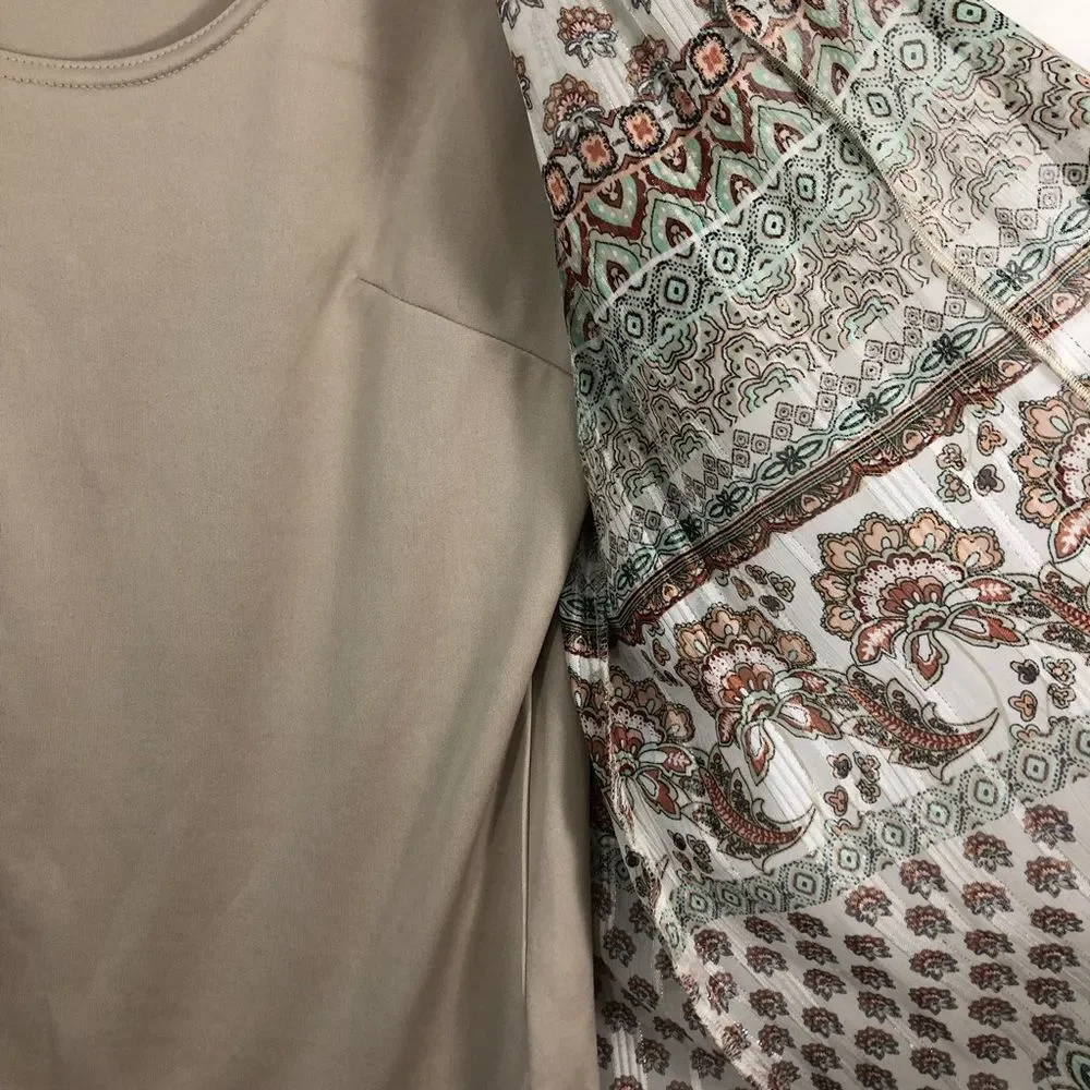 Sara Michelle Ladies Layered Boho Style Blouse Size Small Tan & Multicolored - Picture 6 of 9